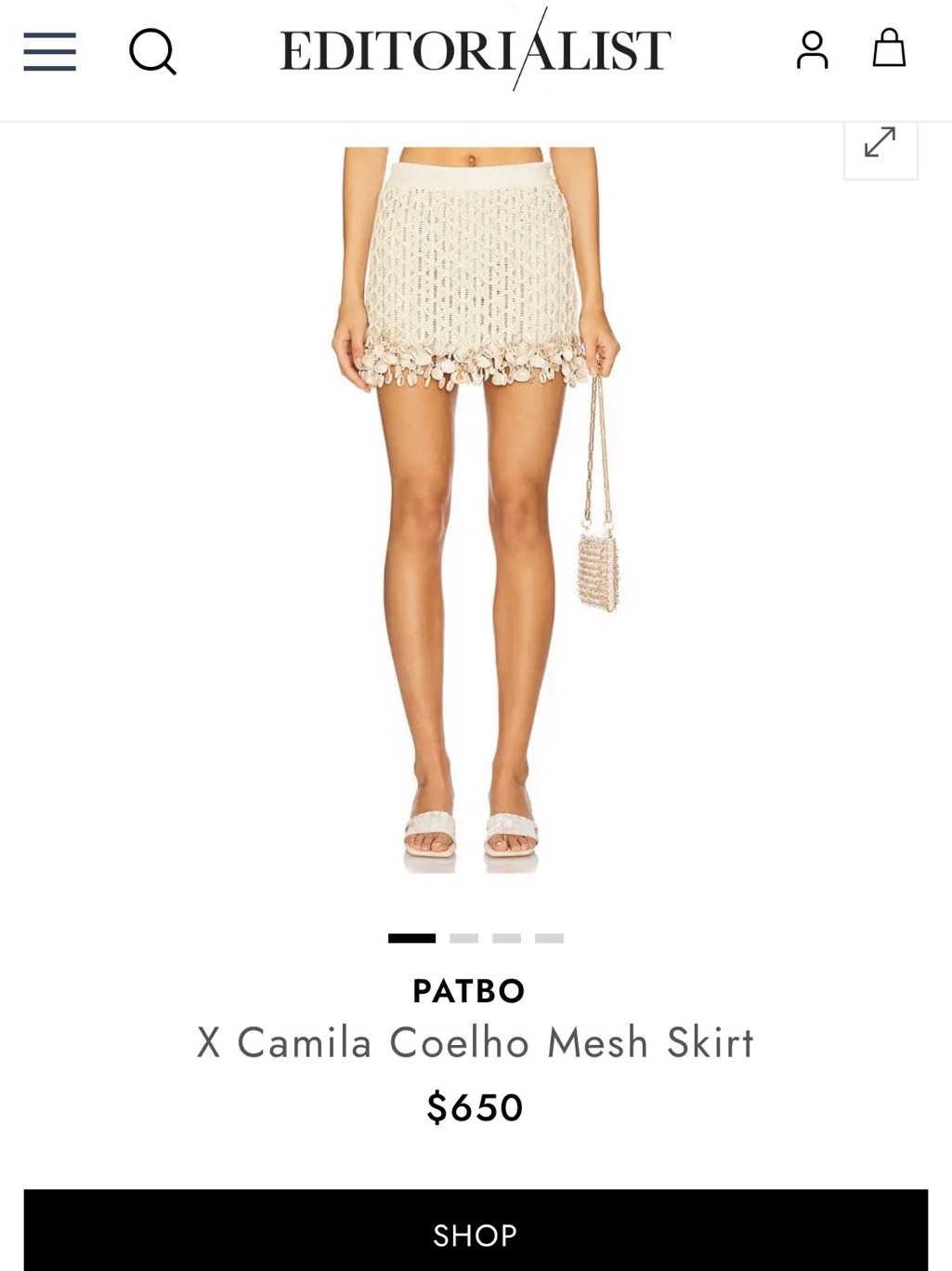 Patbo X Camila Coelho Crochet Mini Skirt With Shell & Bead Trim - Cream